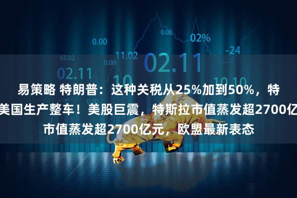 易策略 特朗普：这种关税从25%加到50%，特斯拉等车企必须在美国生产整车！美股巨震，特斯拉市值蒸发超2700亿元，欧盟最新表态