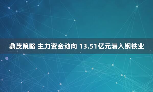 鼎茂策略 主力资金动向 13.51亿元潜入钢铁业